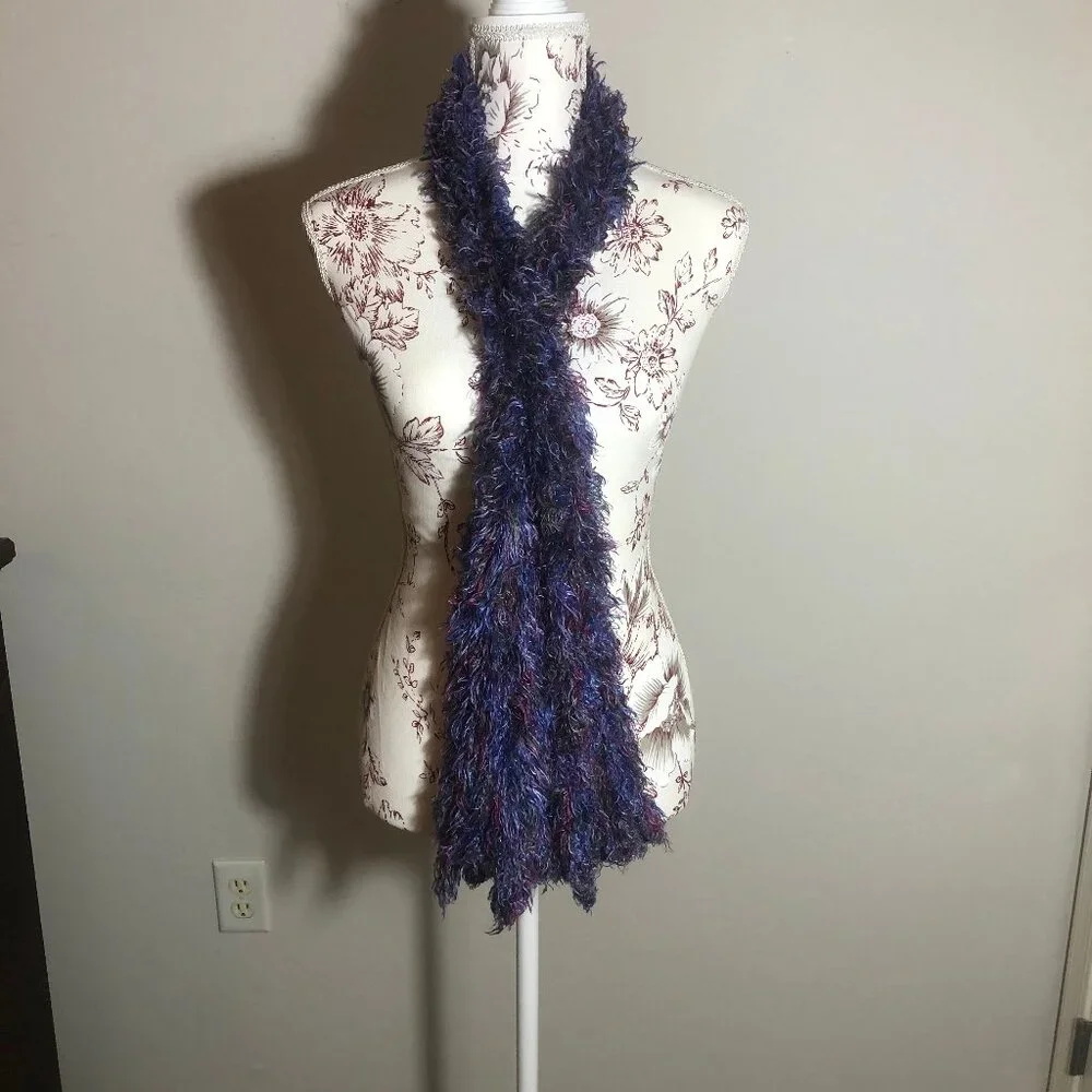 💙 Retro Jewel-Tone Eyelash Scarf — Statement Texture | Made in Korea